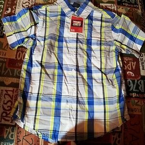 Wrangler Boys Button Down Plaid Shirt New